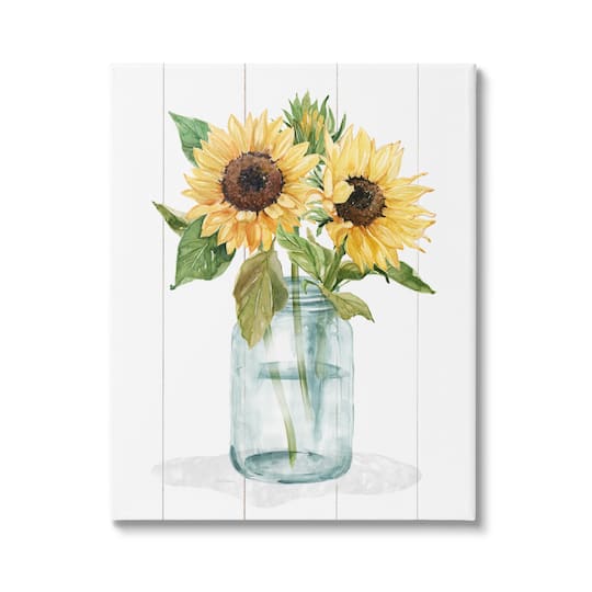Stupell Industries Yellow Sunflowers Country jar Canvas Wall Art